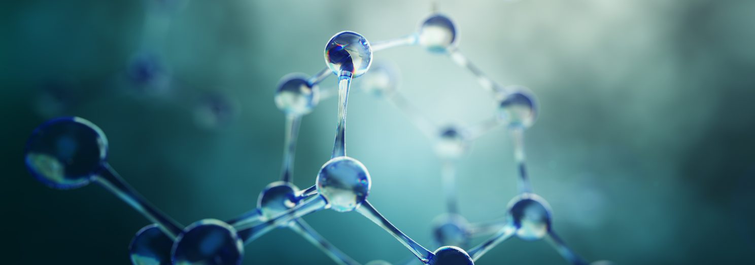 3d illustration of molecule model. Science background with molecules and atoms